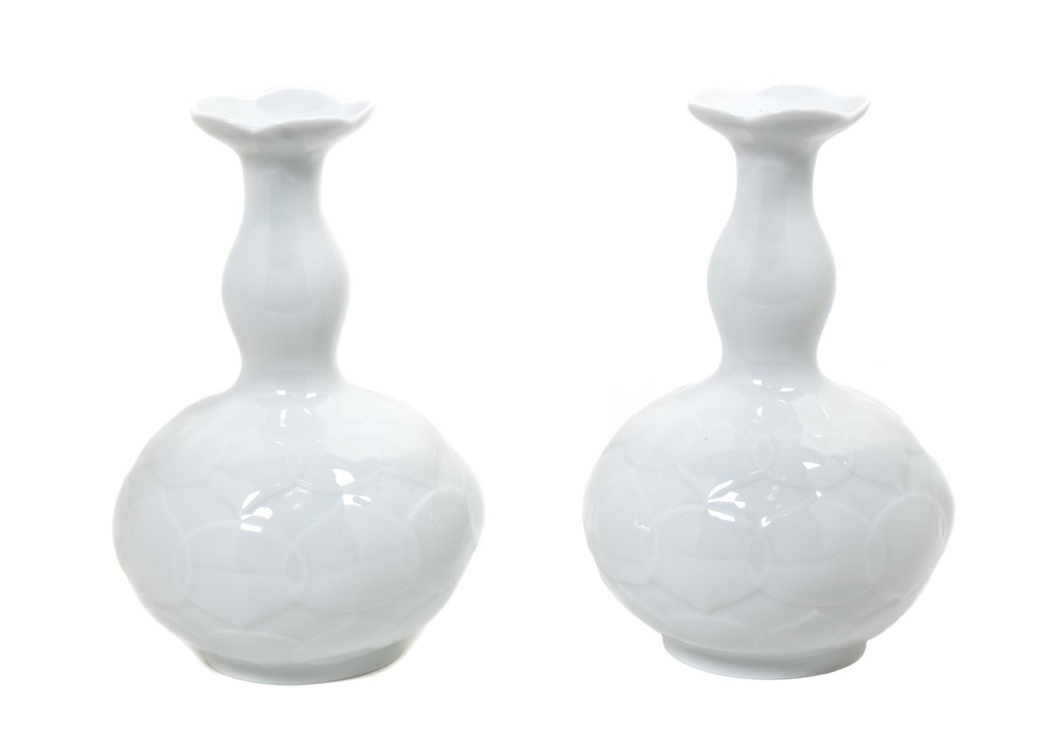 A Pair of Meissen Blanc de Chine Porcelain Vases Height 7 7/8 inches. — 19TH/20TH CENTURY