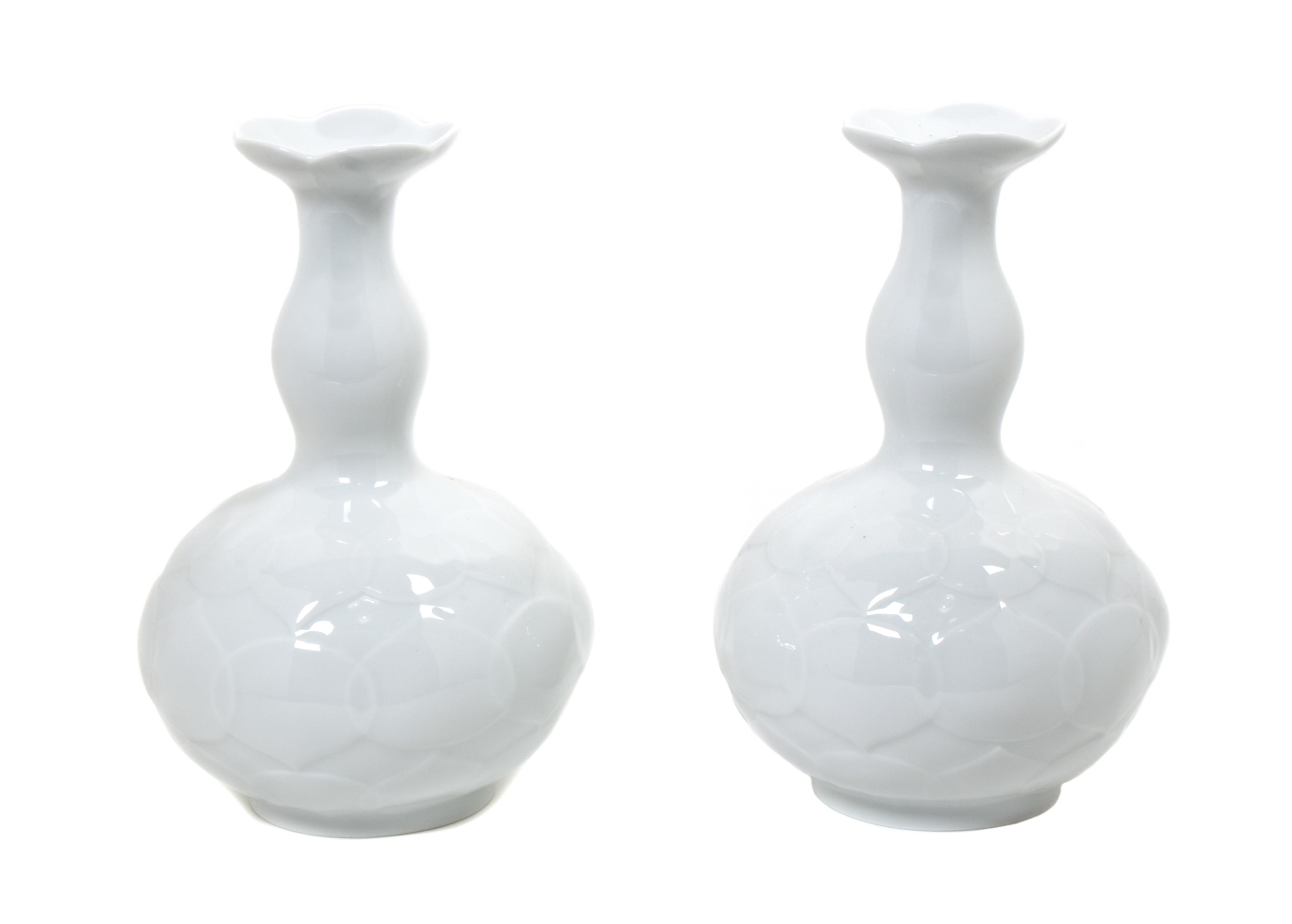 A Pair of Meissen Blanc de Chine Porcelain Vases Height 7 7/8 inches. — 19TH/20TH CENTURY