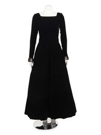 Yves Saint Laurent Haute Couture Black Velvet Dress and Belt, ca. 1980