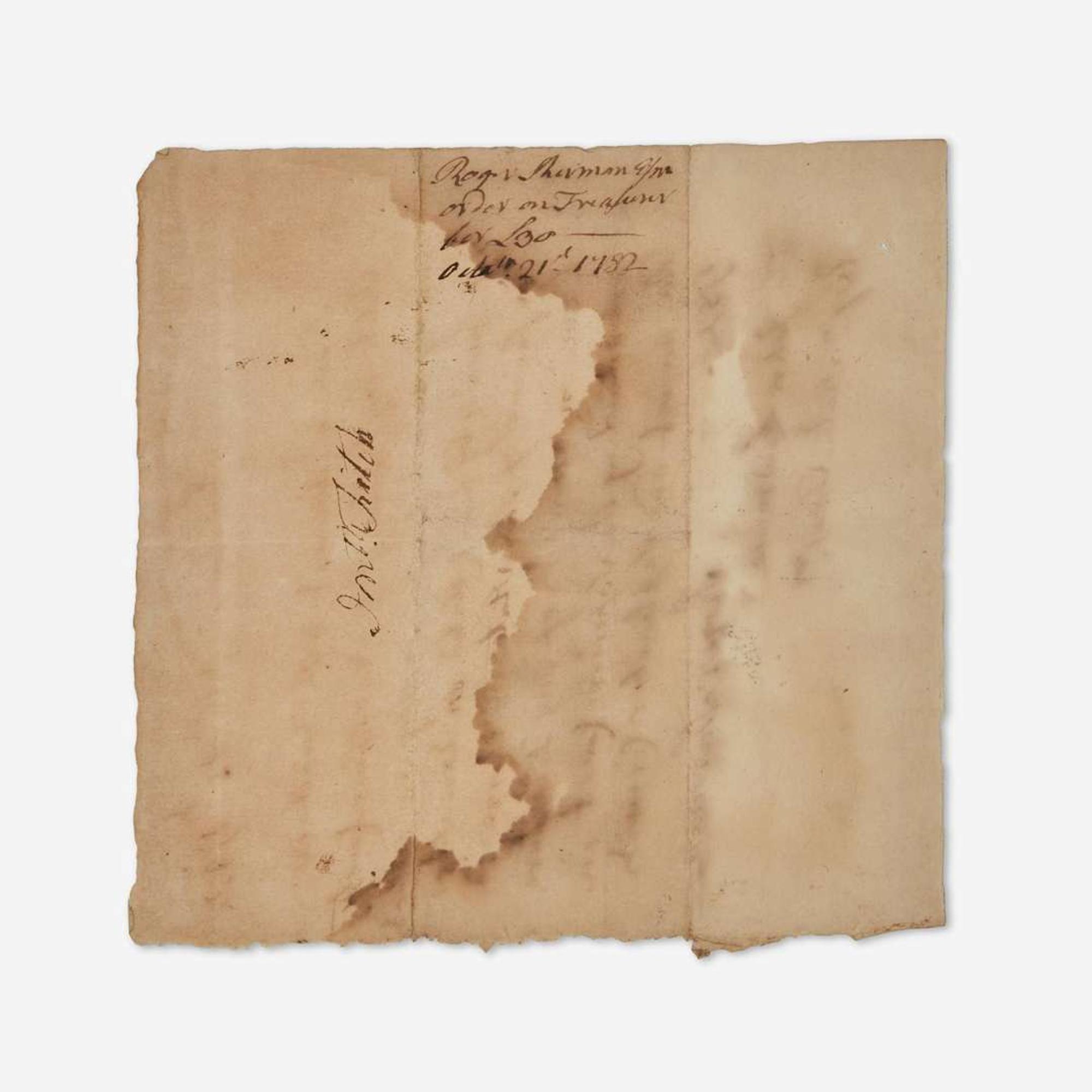 [Americana] Sherman, Roger Autograph Letter, signed