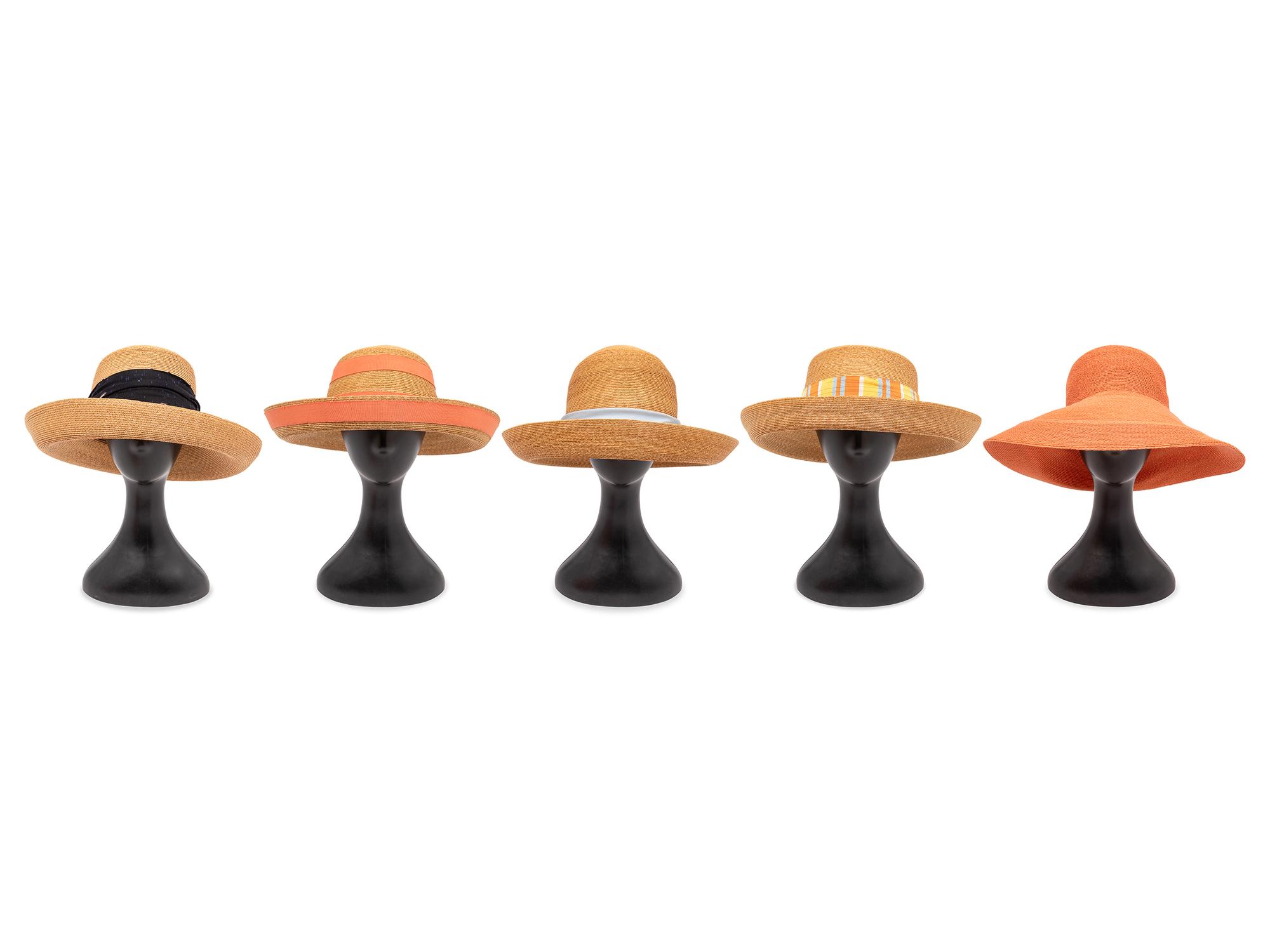 Lot of Six Straw Sun Hats: Patricia Underwood and Others