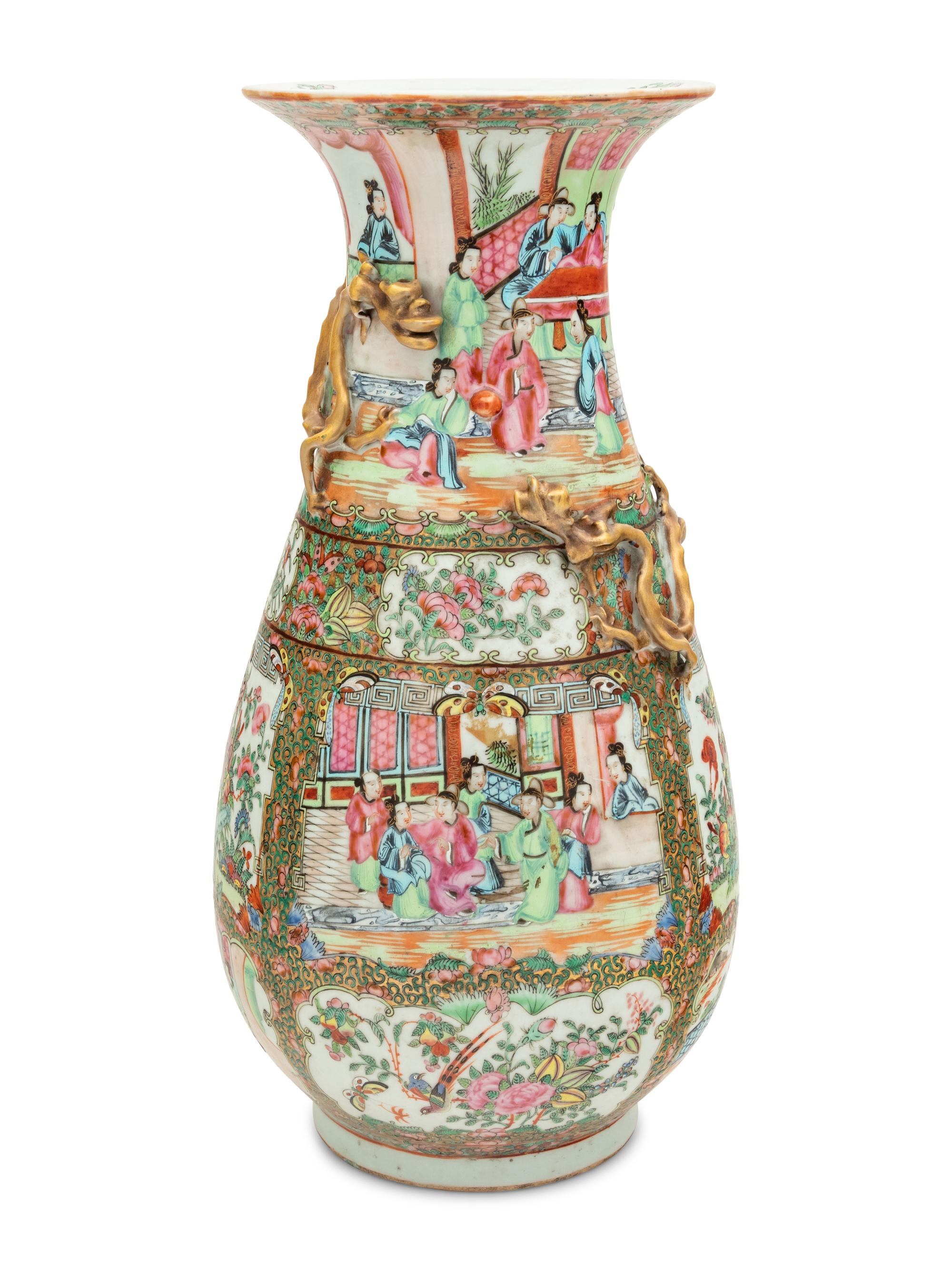 A Large Rose Medallion Porcelain Vase