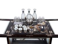 A Regency Revival Fruitwood, Silvered Metal and Glazed Pop-Up Bar Cart — 20TH CENTURY