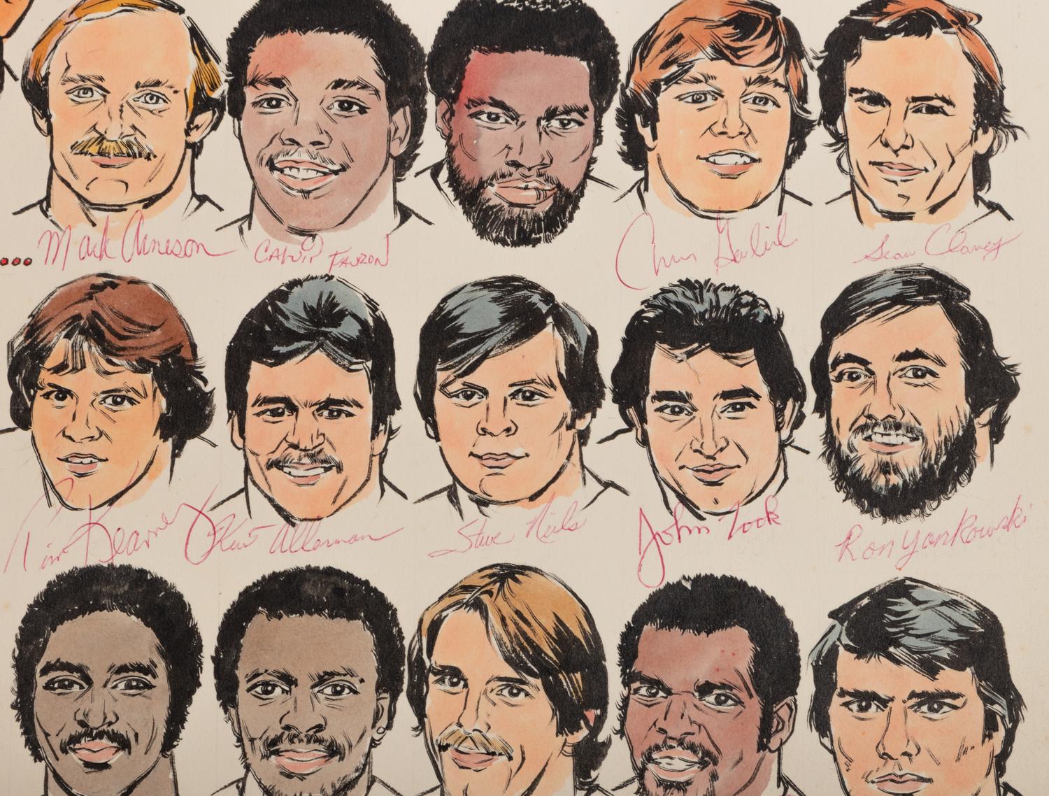 A 1979 Amadeee Wohlschlaeger Original St. Louis Cardinals Team Signed Autograph Artwork from The Collection of Hall of Fame Oklahoma Football Coach Bud Wilkinson