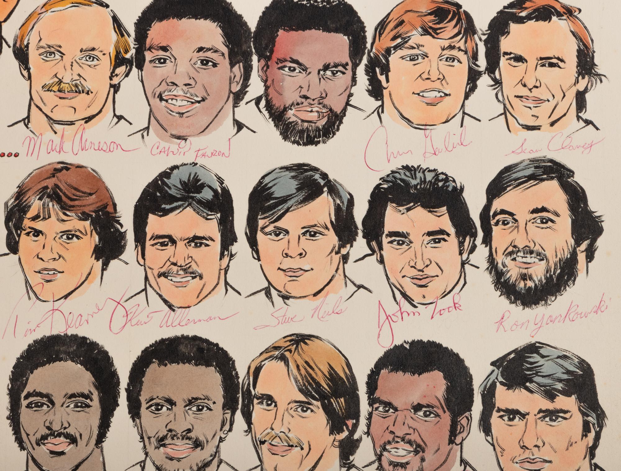 A 1979 Amadeee Wohlschlaeger Original St. Louis Cardinals Team Signed Autograph Artwork from The Collection of Hall of Fame Oklahoma Football Coach Bud Wilkinson
