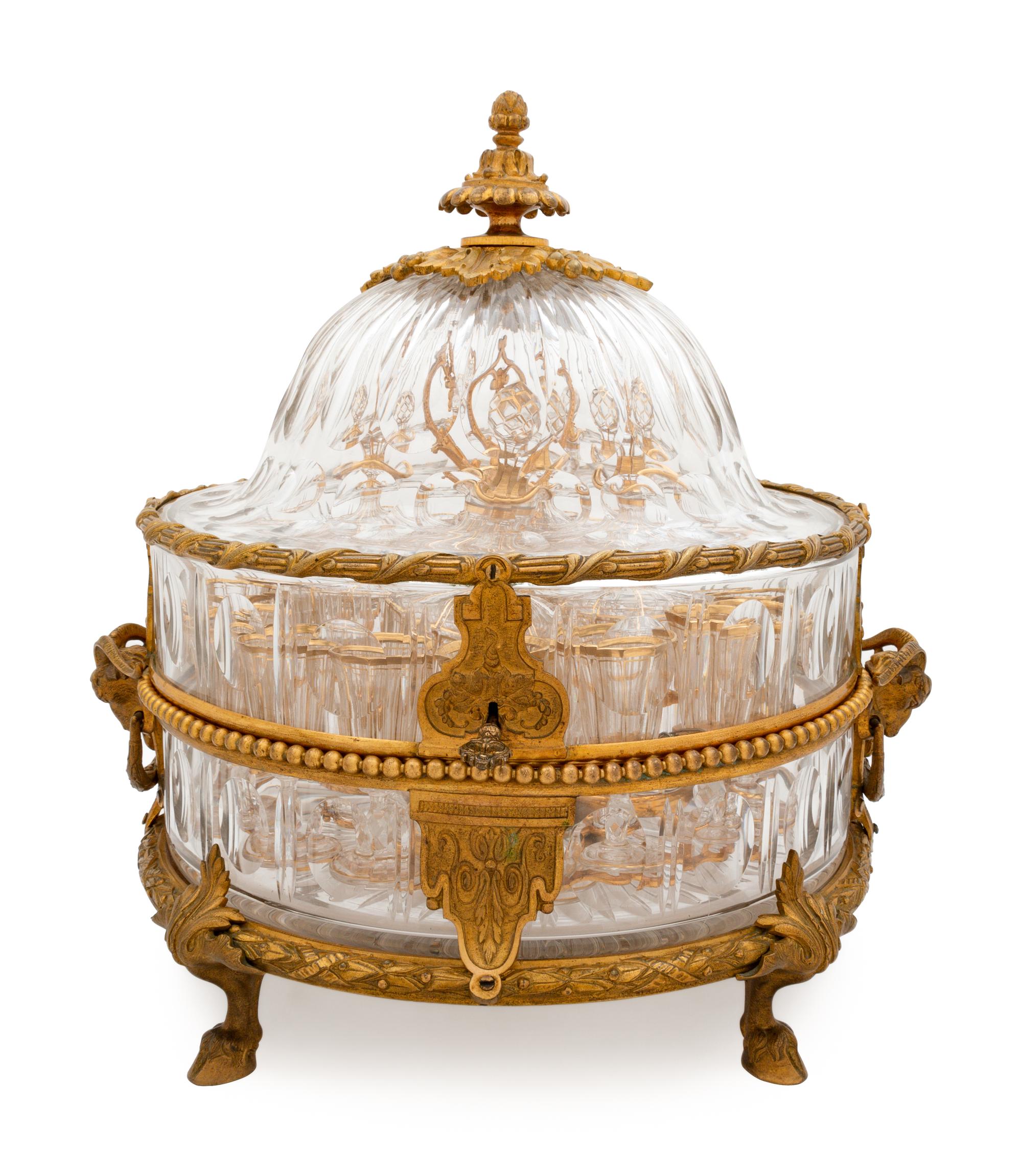 A French Gilt Bronze Mounted Cut Glass Cave à Liqueur