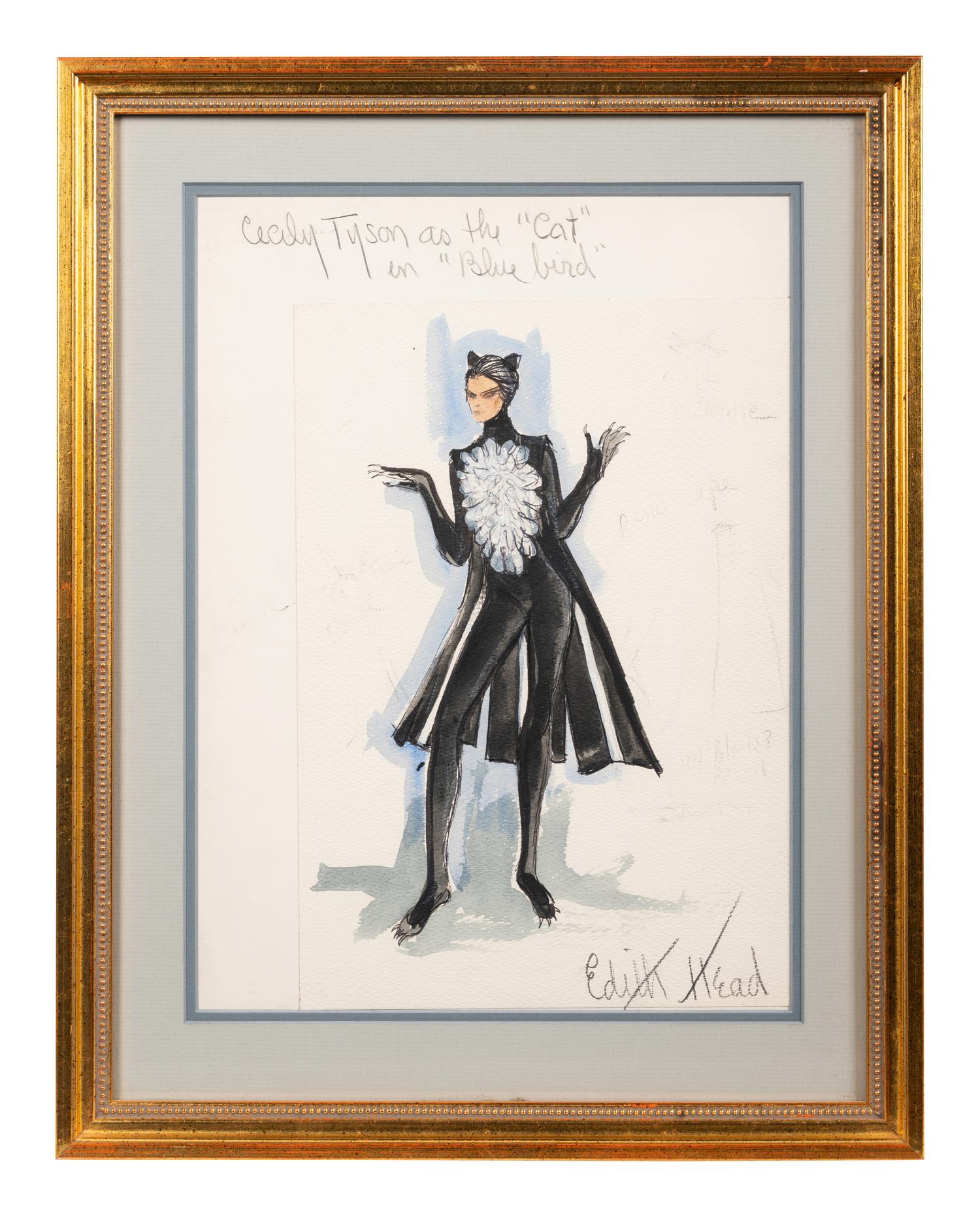 Edith Head Costume Illustration for Cicely Tyson in Blue Bird , c1976