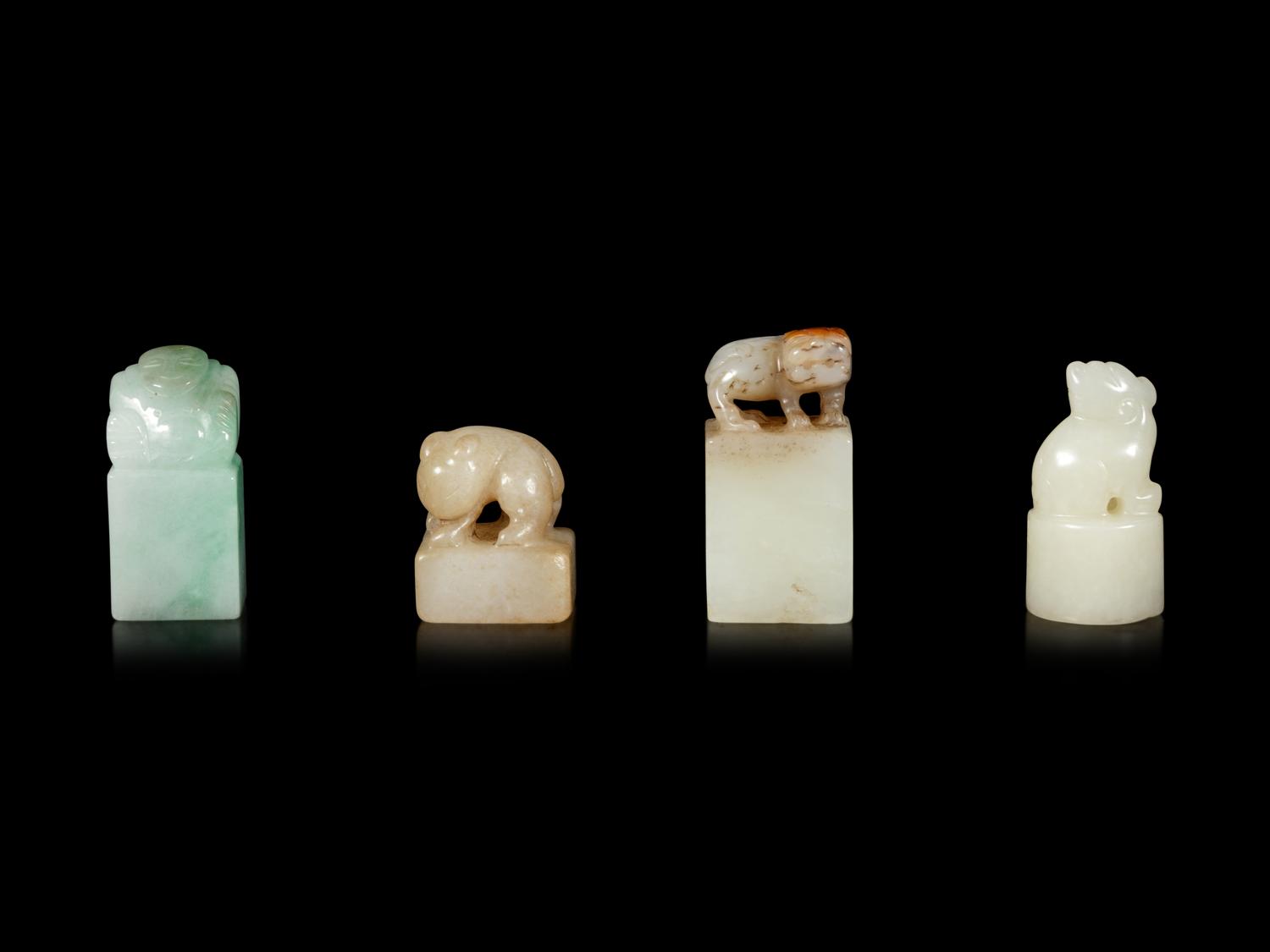 Four Chinese Jade and Jadeite Seals