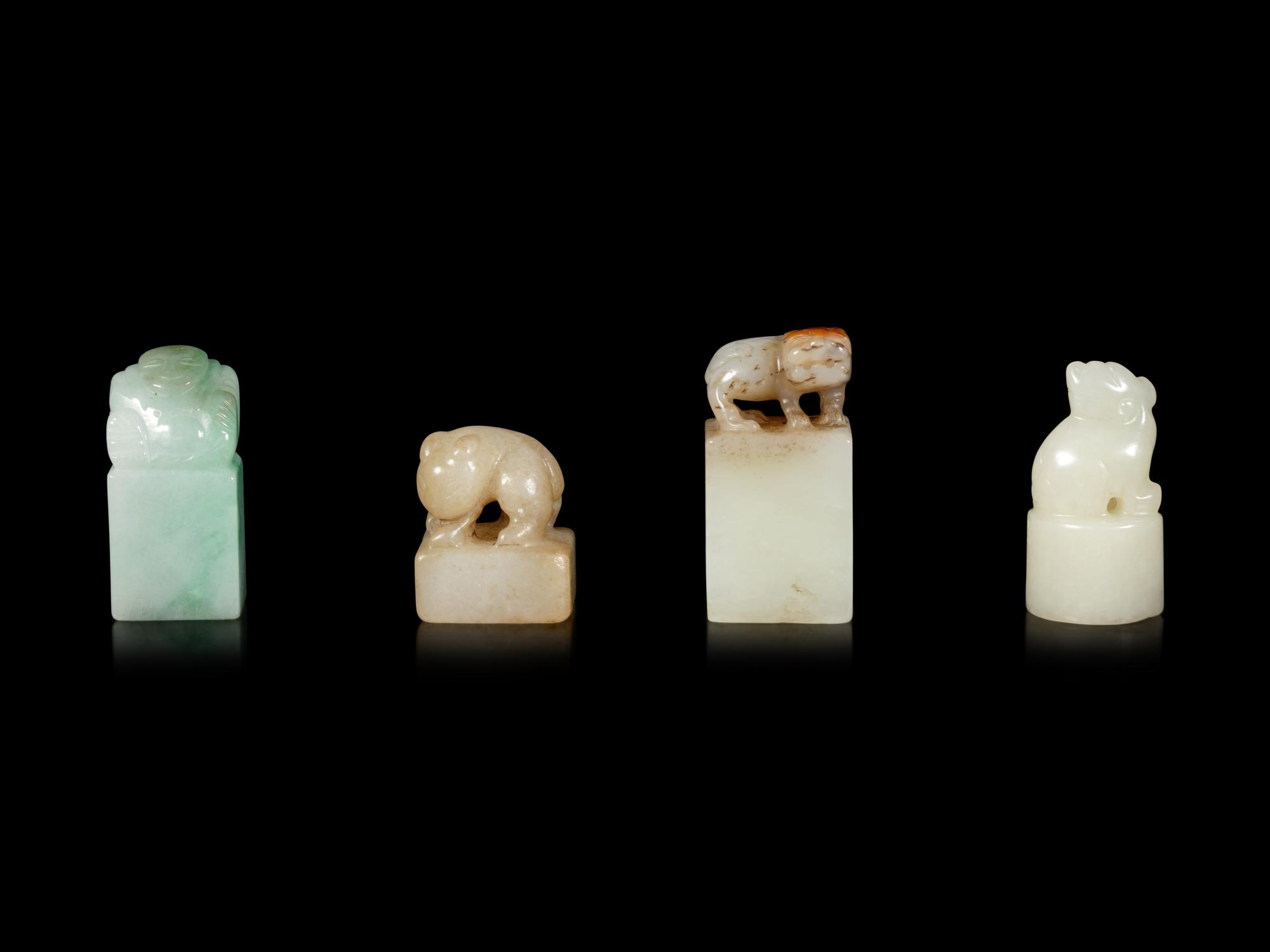 Four Chinese Jade and Jadeite Seals
