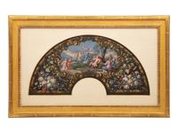 Design for a fan: Mythological scene (recto); Flowers (verso)