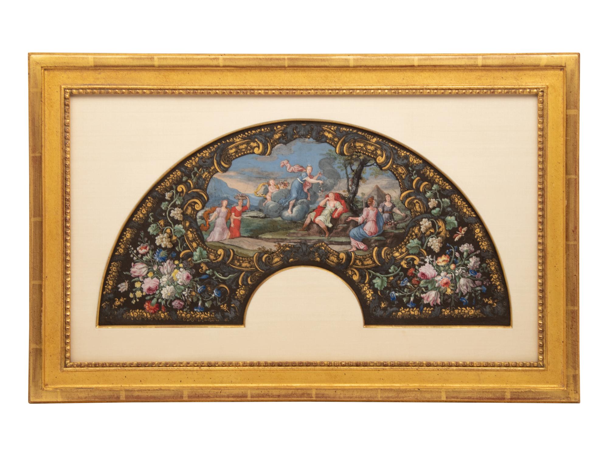 Design for a fan: Mythological scene (recto); Flowers (verso)
