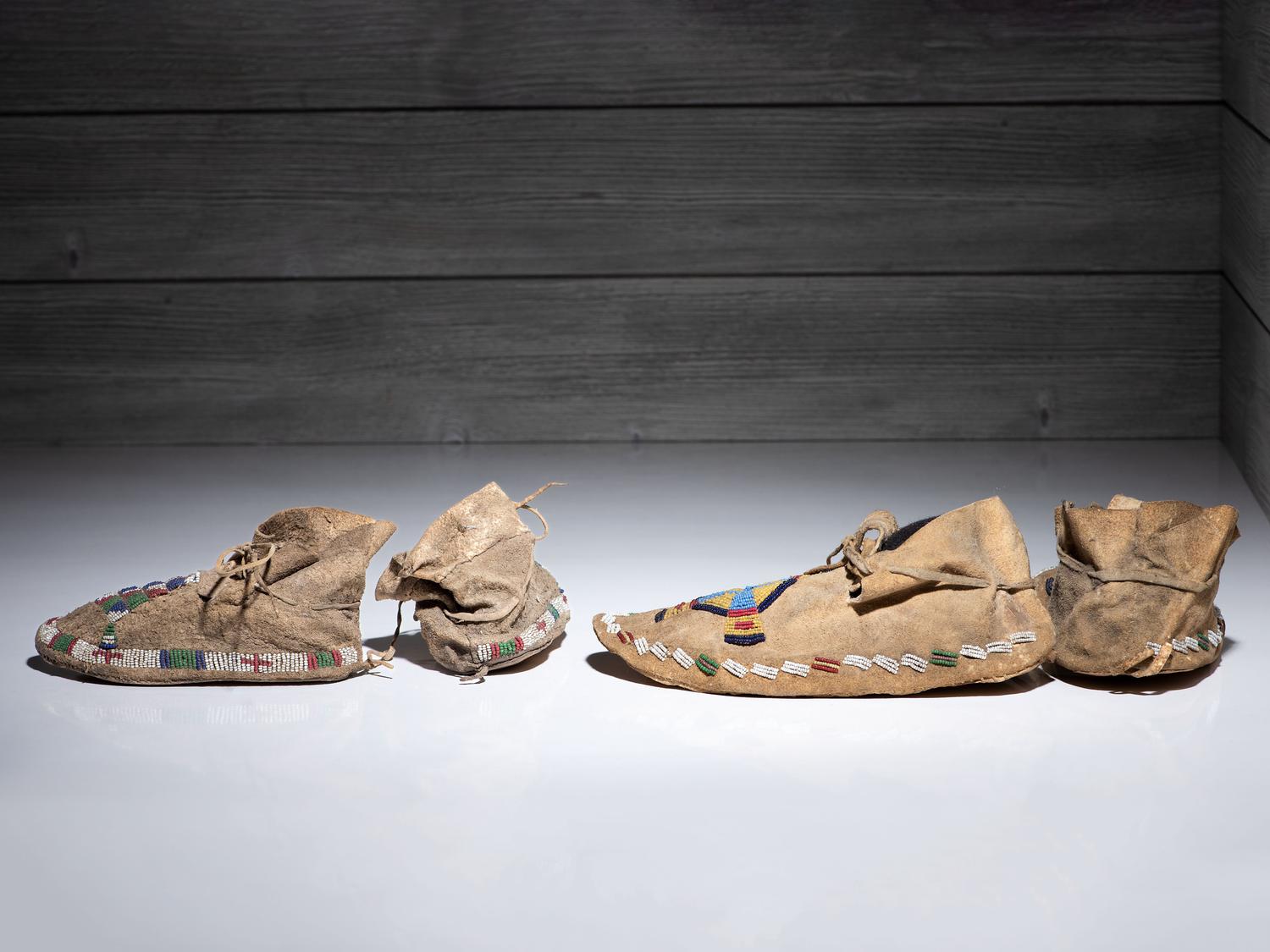 Cheyenne Beaded Buffalo Hide Moccasins