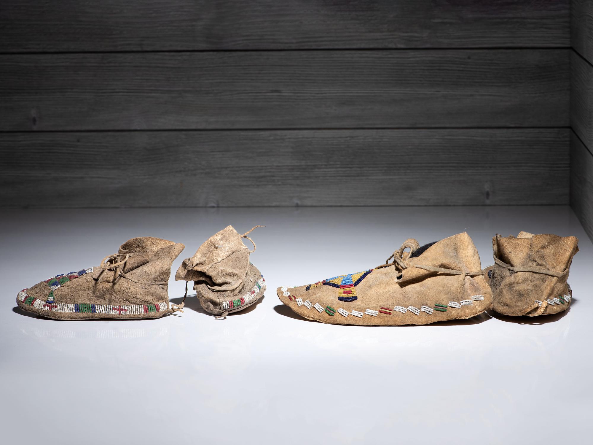Cheyenne Beaded Buffalo Hide Moccasins