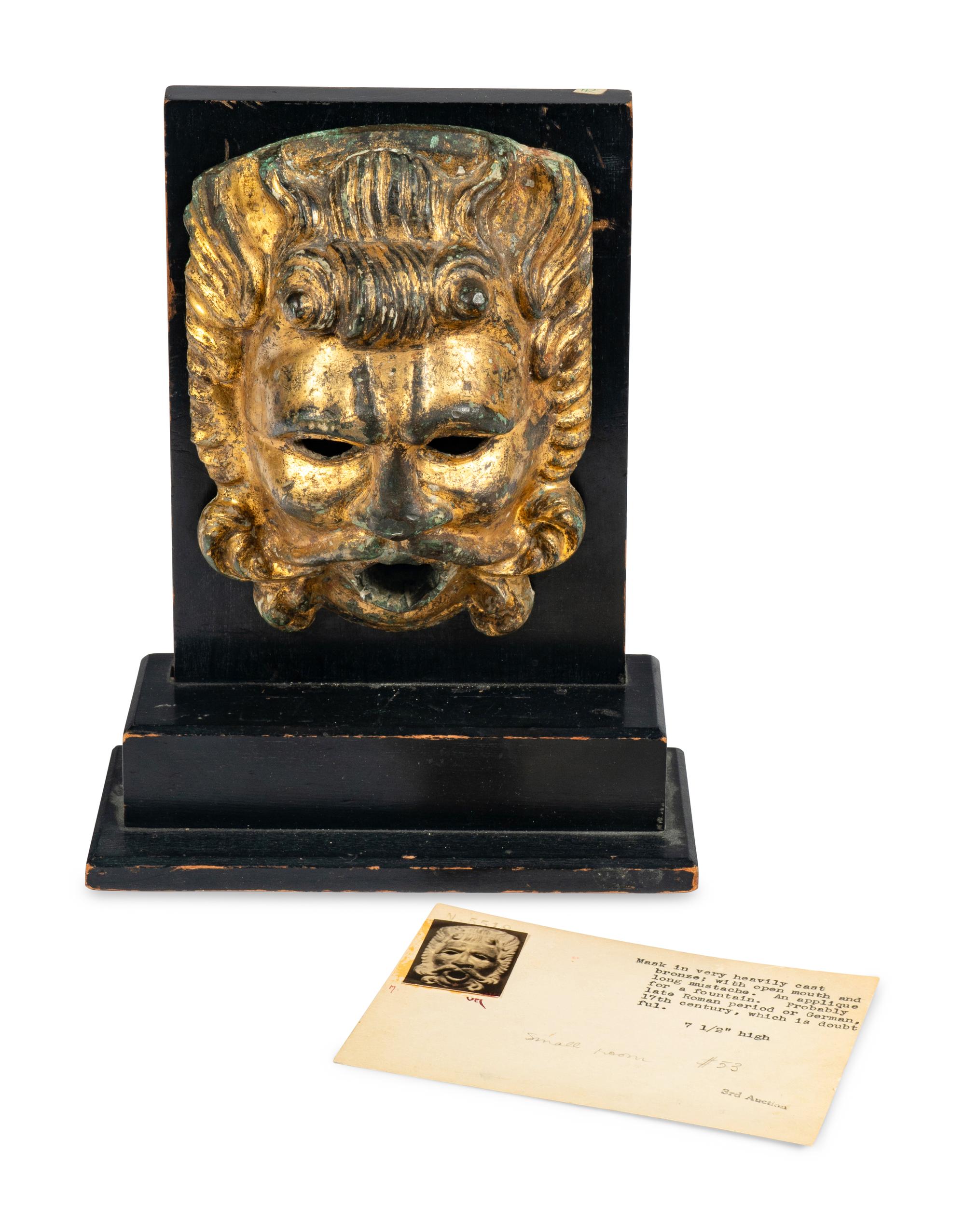 A Continental Gilt Bronze Fountain Mask