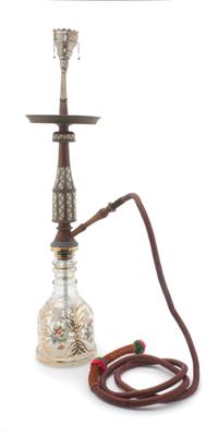 An Ottoman Beykoz Glass and Mother-of-Pearl Inlaid Huqqa, LIKELY 19TH CENTURY, Height overall 28 inches. — LIKELY 19TH CENTURY,