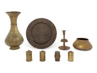 Eight Brass Middle Eastern Table Articles