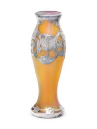 An Art Nouveau Silver Overlay Glass Vase