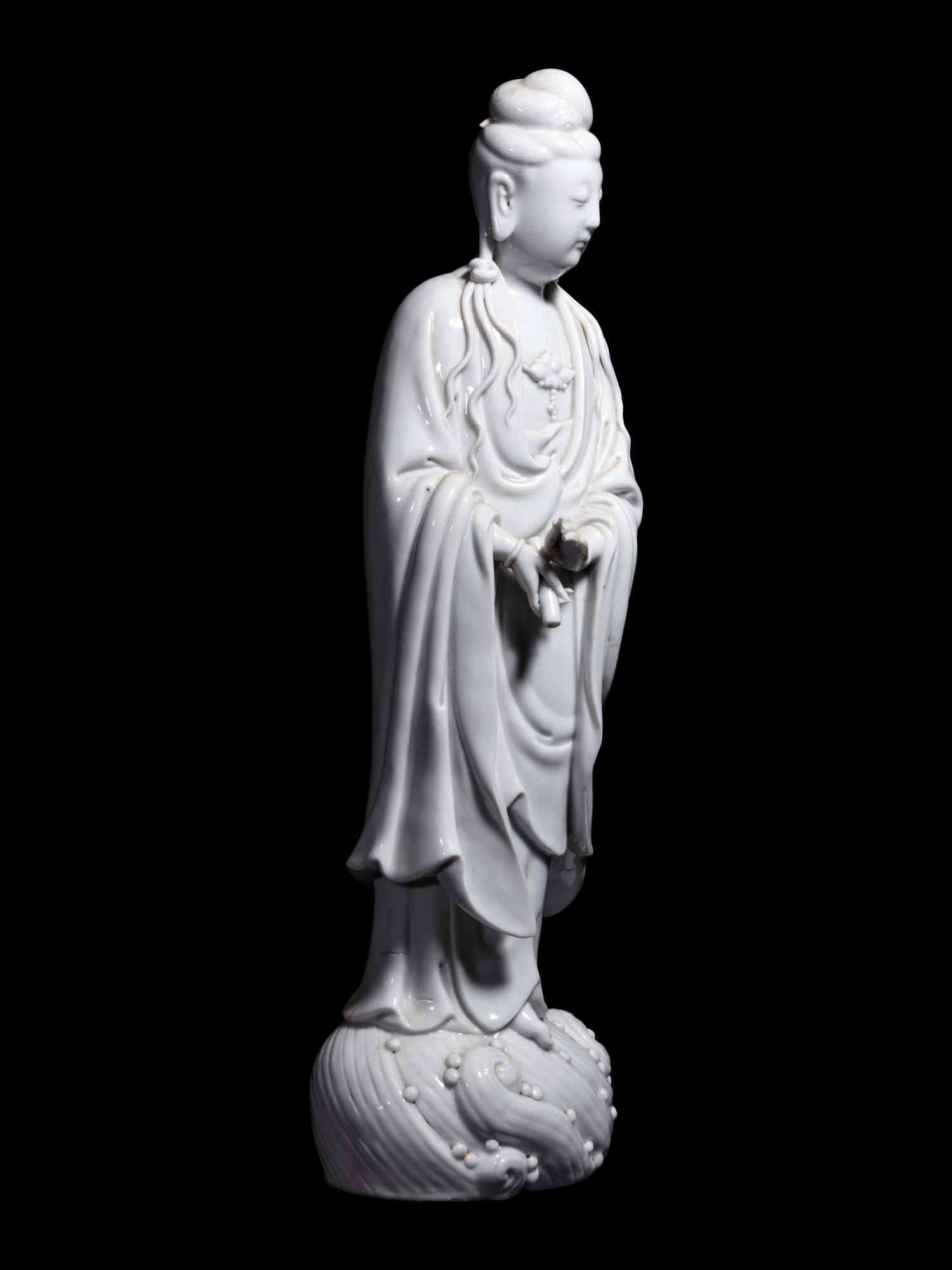 A Blanc-de-Chine Porcelain Figure of Guanyin