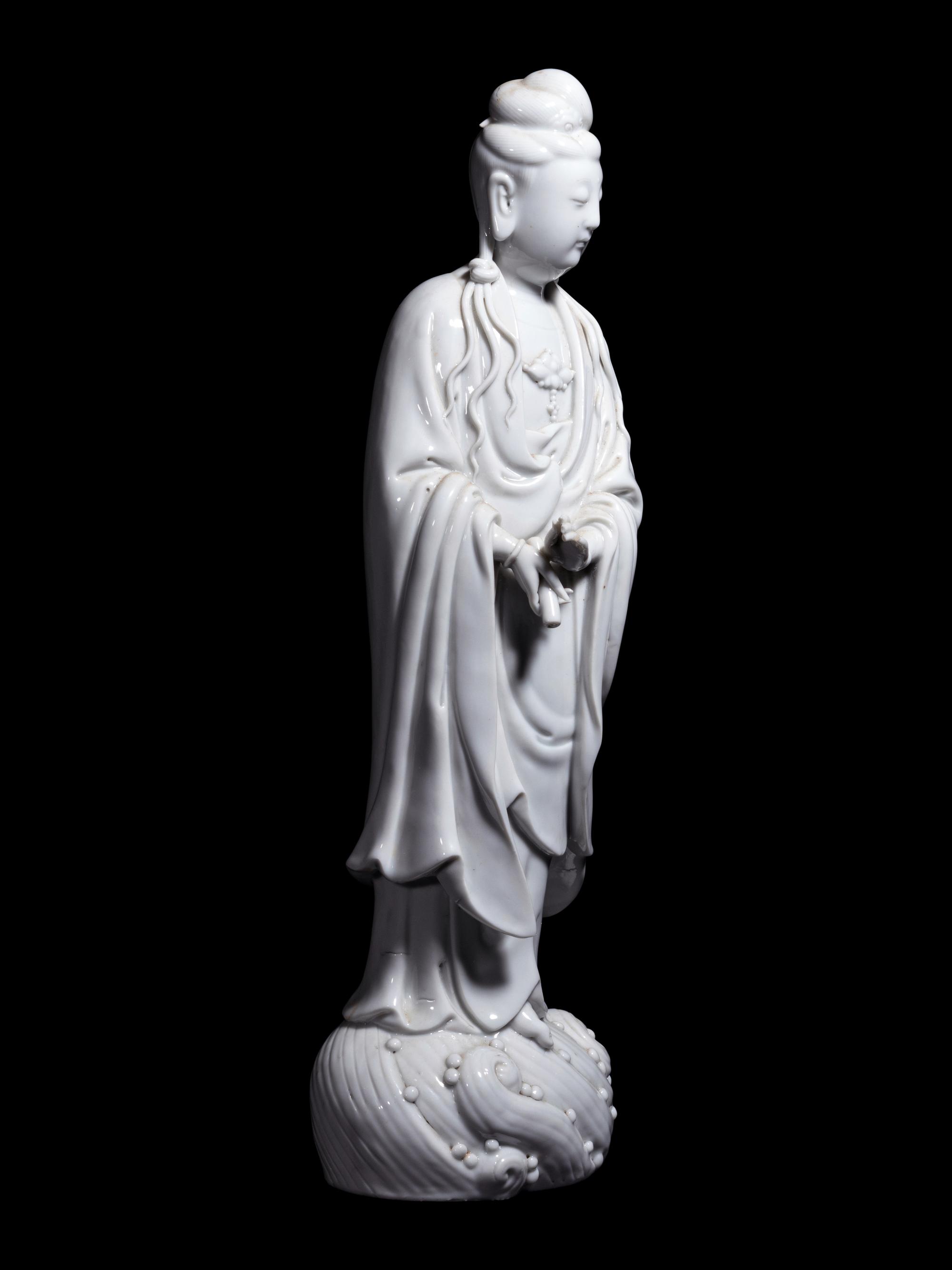 A Blanc-de-Chine Porcelain Figure of Guanyin