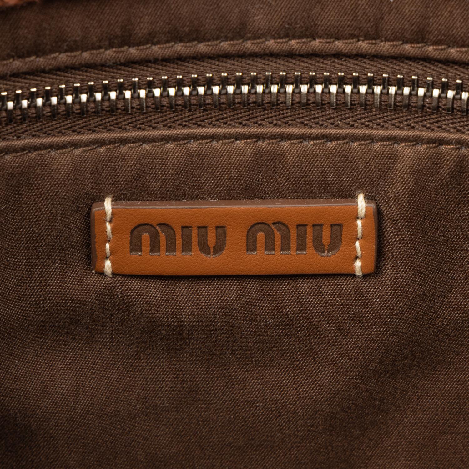 MIU MIU, STRIPED CROCHETED TOTE BAG