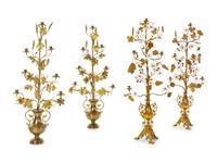 Two Pairs of Victorian Brass Candelabra