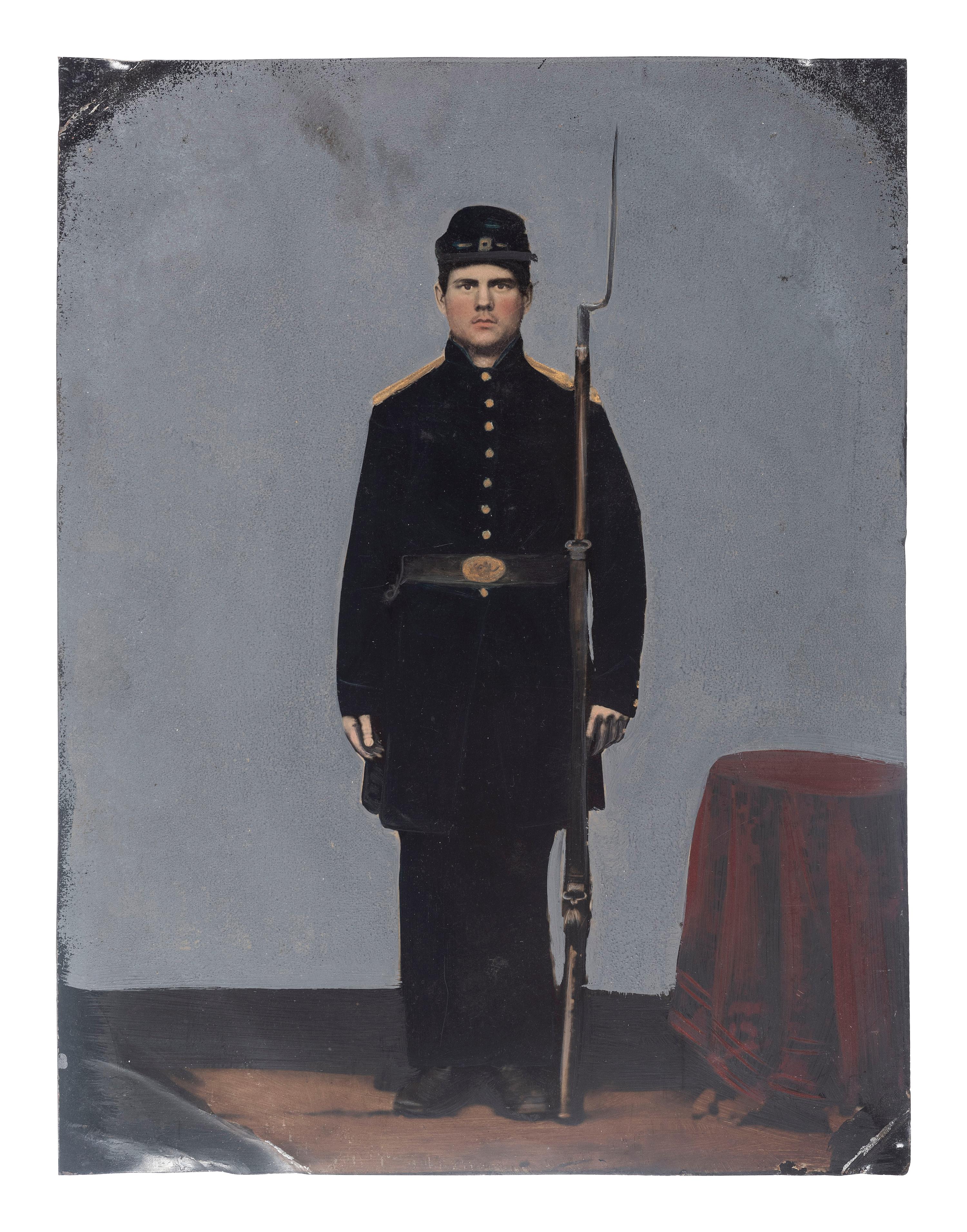 [CIVIL WAR]. A quarter plate ambrotype and full plate tintype of Civil War soldiers, comprising: