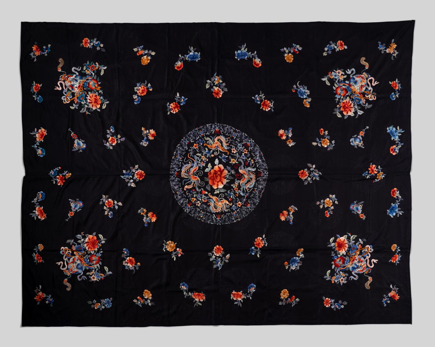 Two Chinese Embroidered Silk Panels