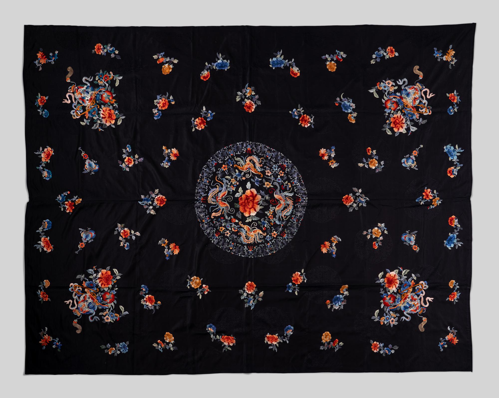 Two Chinese Embroidered Silk Panels