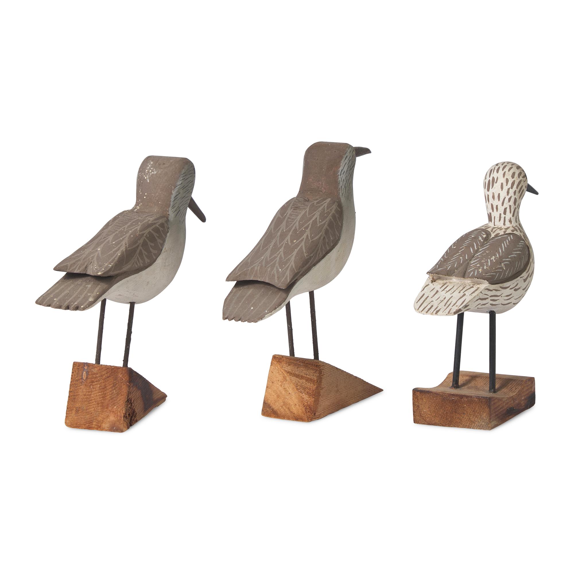 A Group of Three Carved and Painted Wood Sandpiper Shorebirds