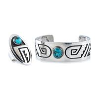 Silver Overlay Cuff Bracelet and Ring