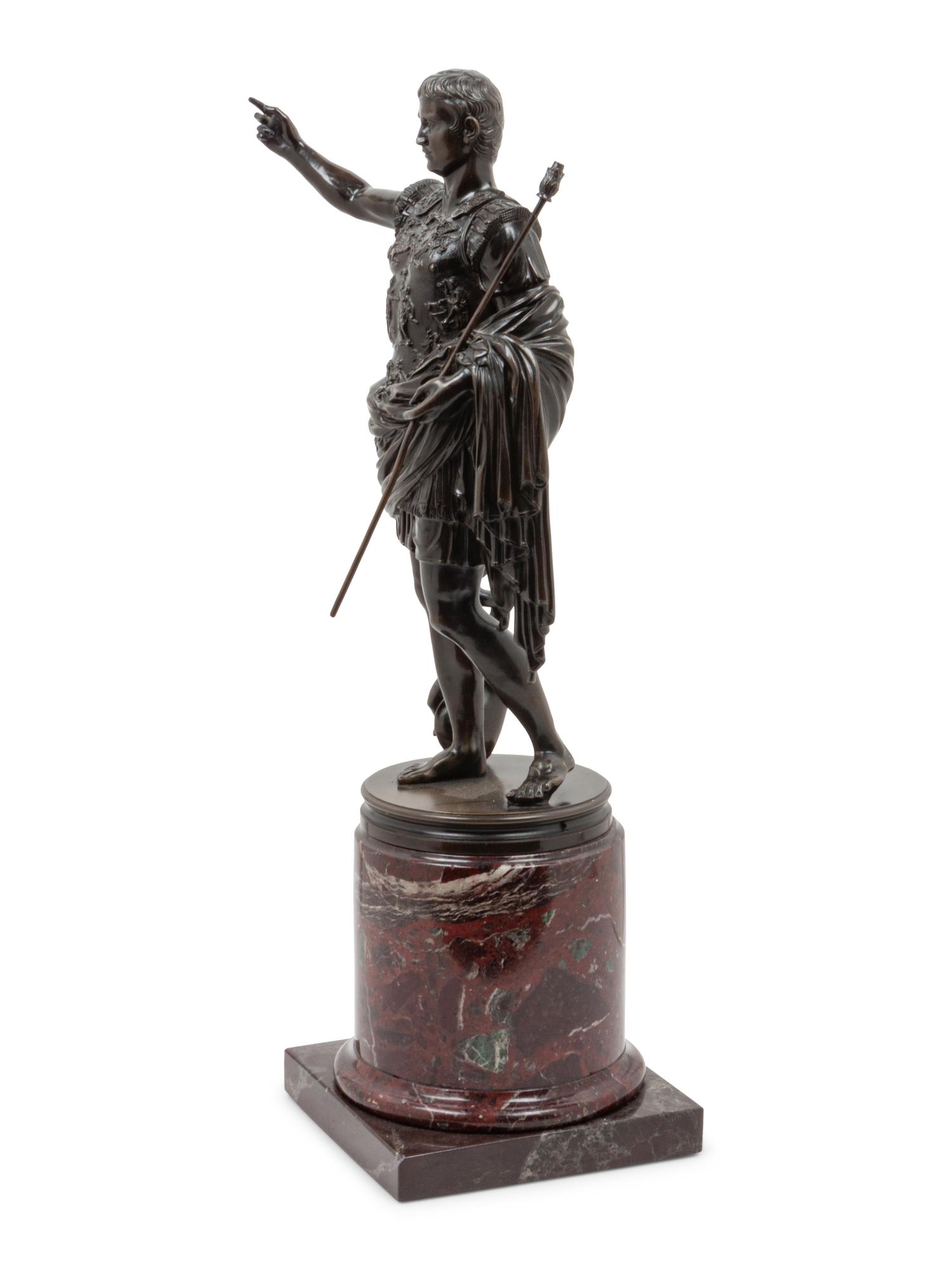 A Continental Bronze Figure Augustus of Prima Porta