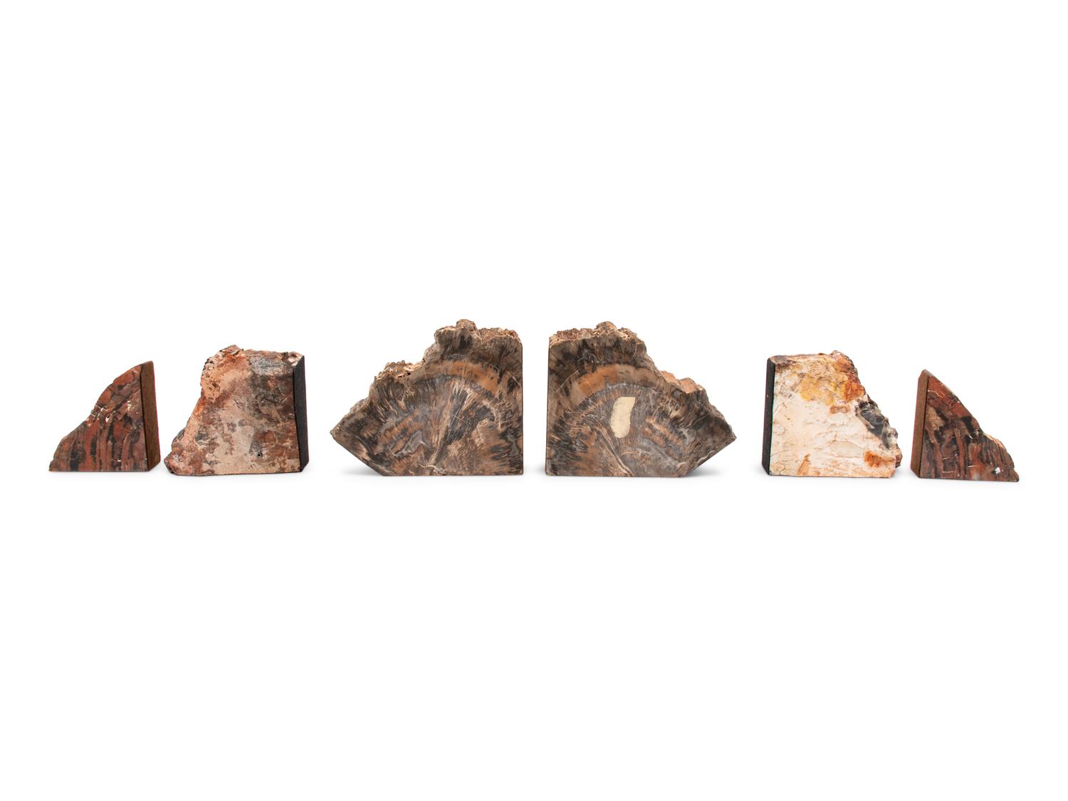Three Pairs of Petrified Wood Bookends
