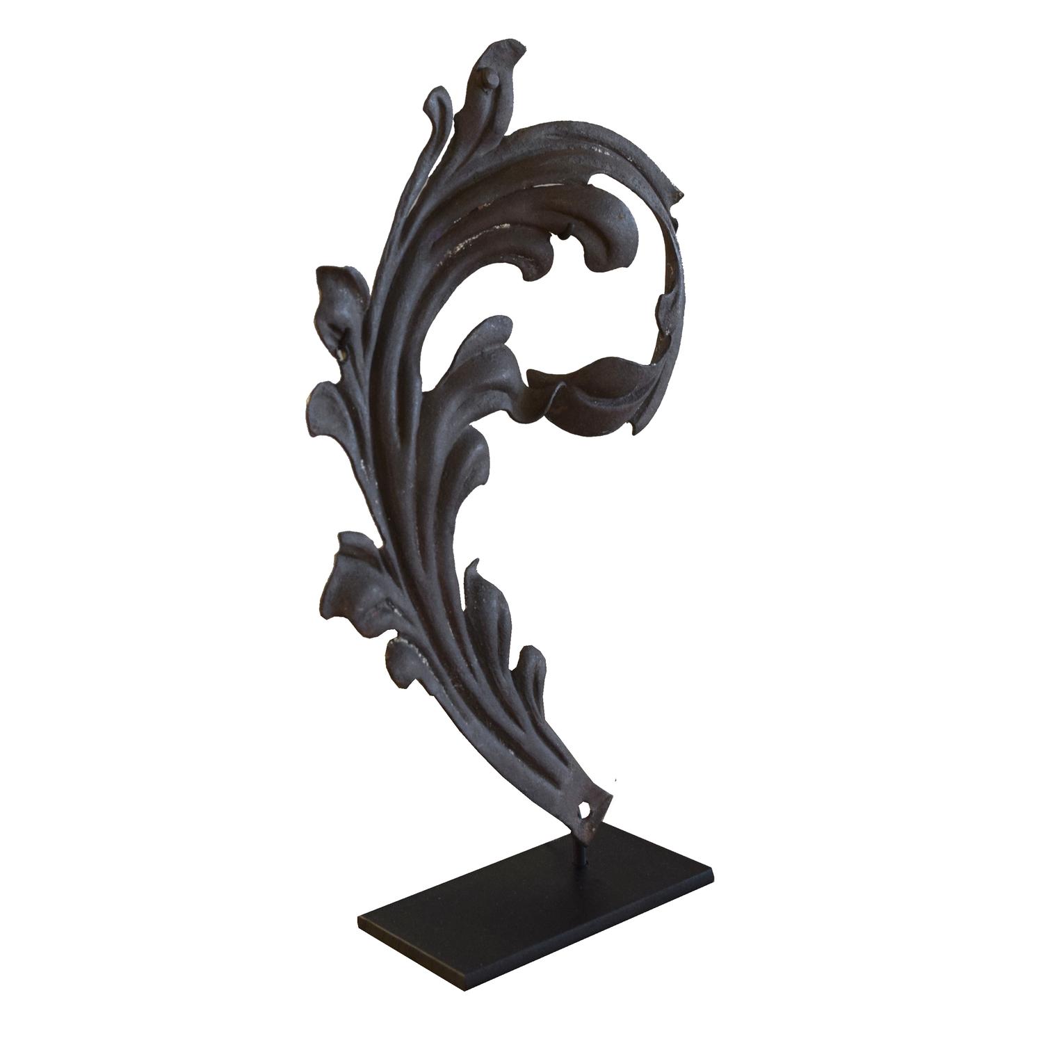 A Wrought Iron Leaf Fragment from the Estate of Jose Thenee 8" W x 2.5" D x 13" H — Argentina, 20th Century