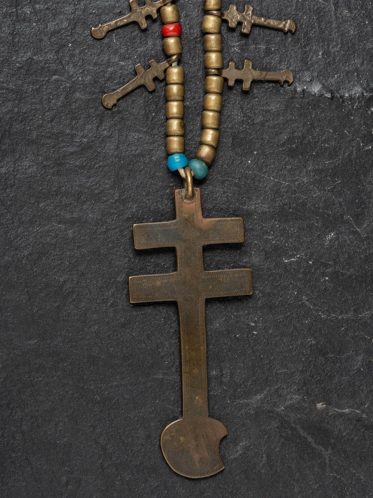 Brass Isleta Cross Necklace