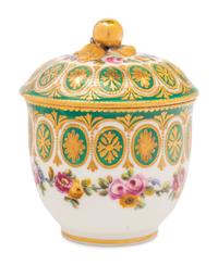 A Sèvres Green-Ground Porcelain Sugar Bowl and Cover ( Pot à Sucre 'Bouret' et son Couvercle, 2ème Grandeur )