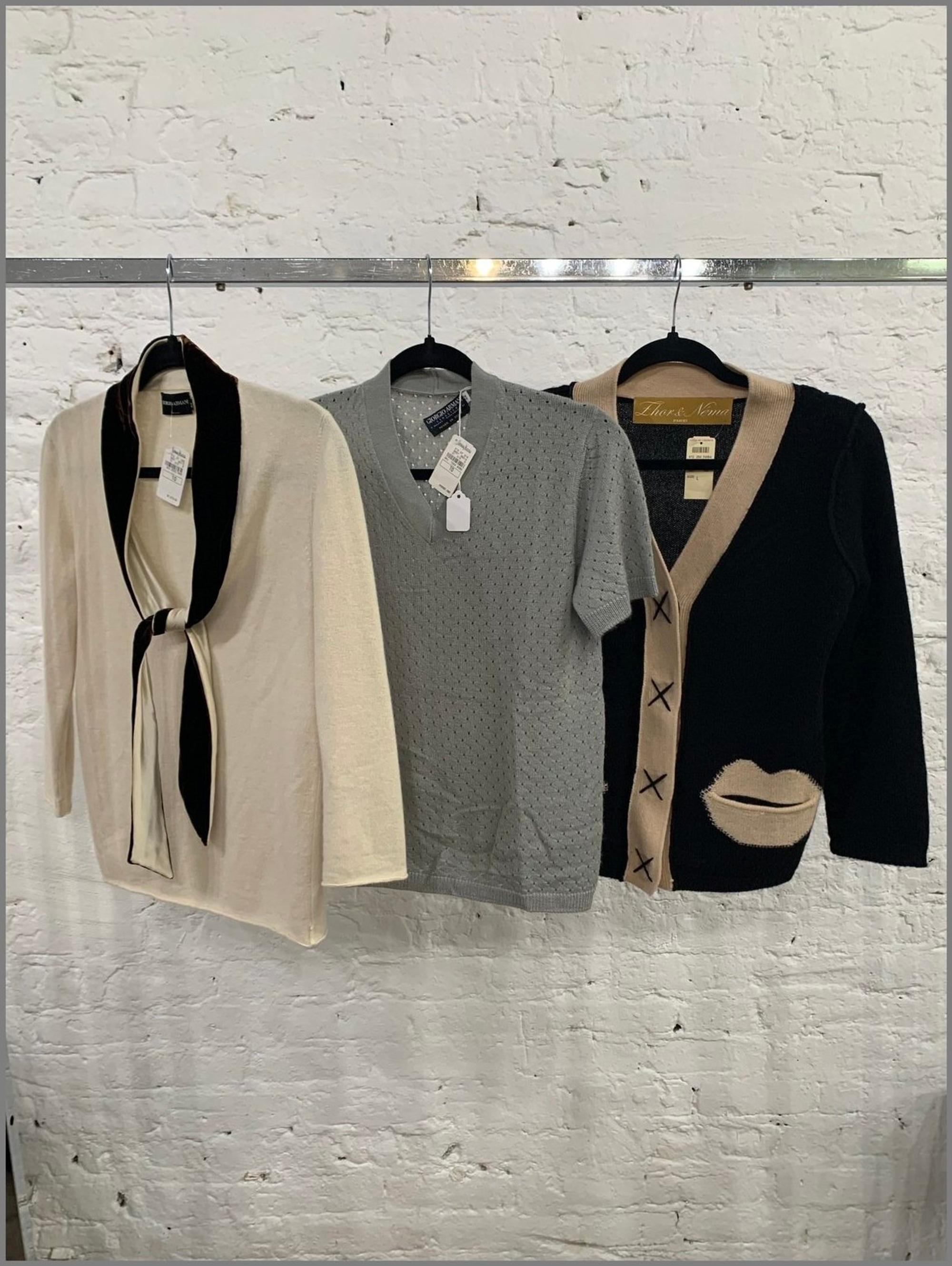 Three Designer Knit Tops: Two Armani, One Thor & Nema, 2000s