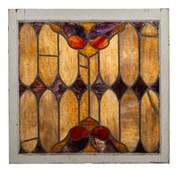 Three American Stained Glass Window Panels