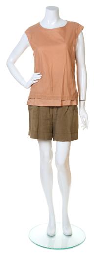 A Dries Van Noten Shirt and Short Ensemble, Blouse size 36, Short size 42.