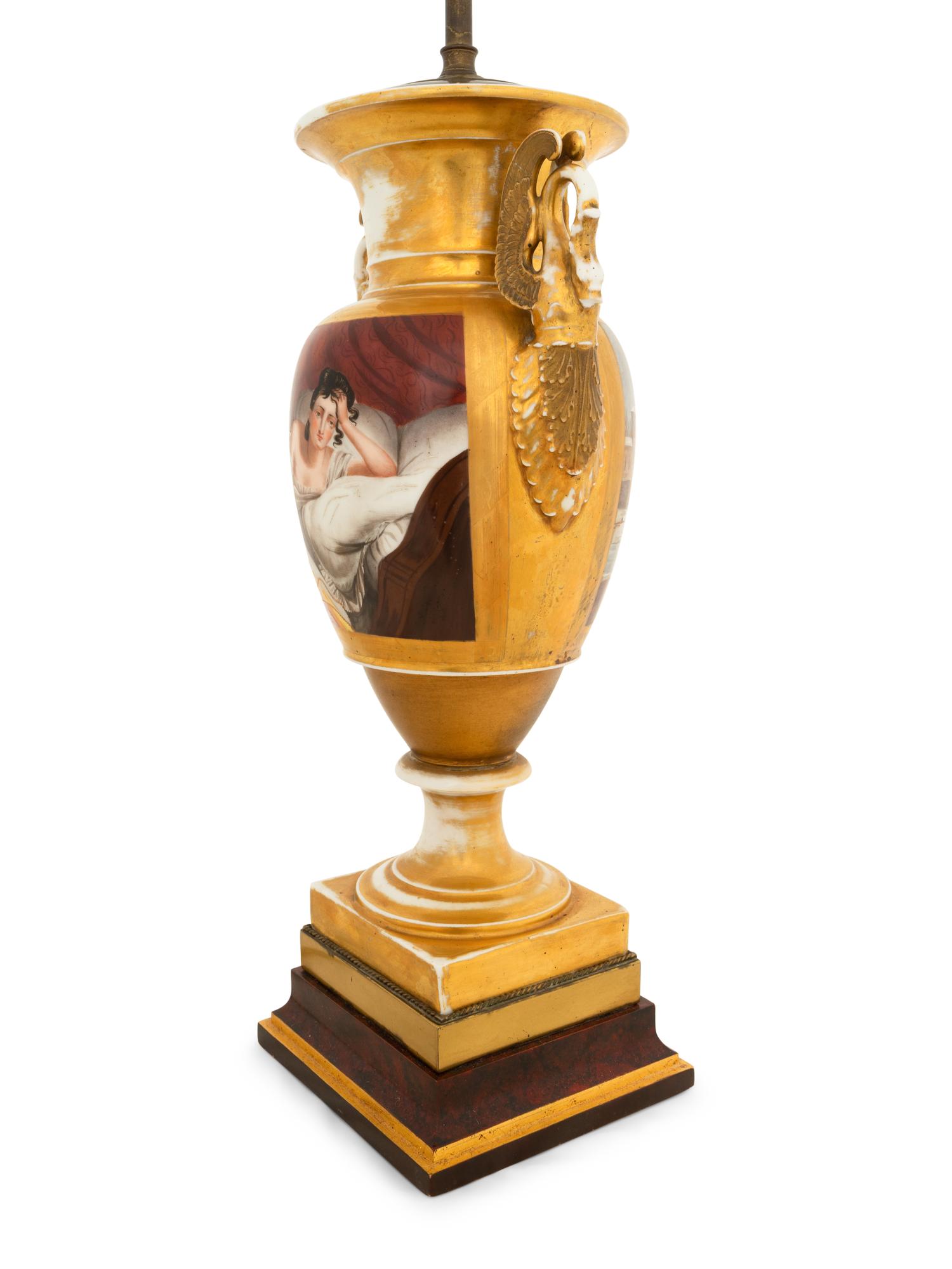 A Paris Porcelain Vase Mounted as a Lamp