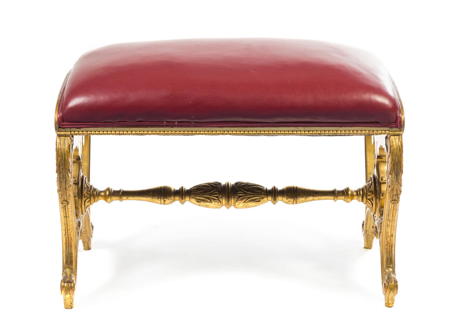 A Neoclassical Giltwood Bench Height 21 x width 30 x depth 18 inches. — 19TH CENTURY