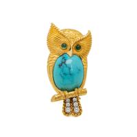 CARTIER, YELLOW GOLD, TURQUOISE, AND MULTIGEM OWL BROOCH
