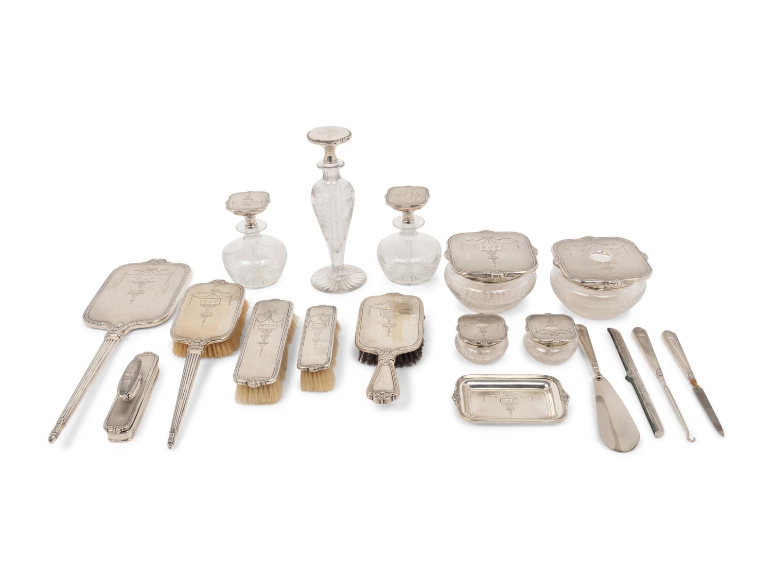 An American Silver Mounted Dresser Set