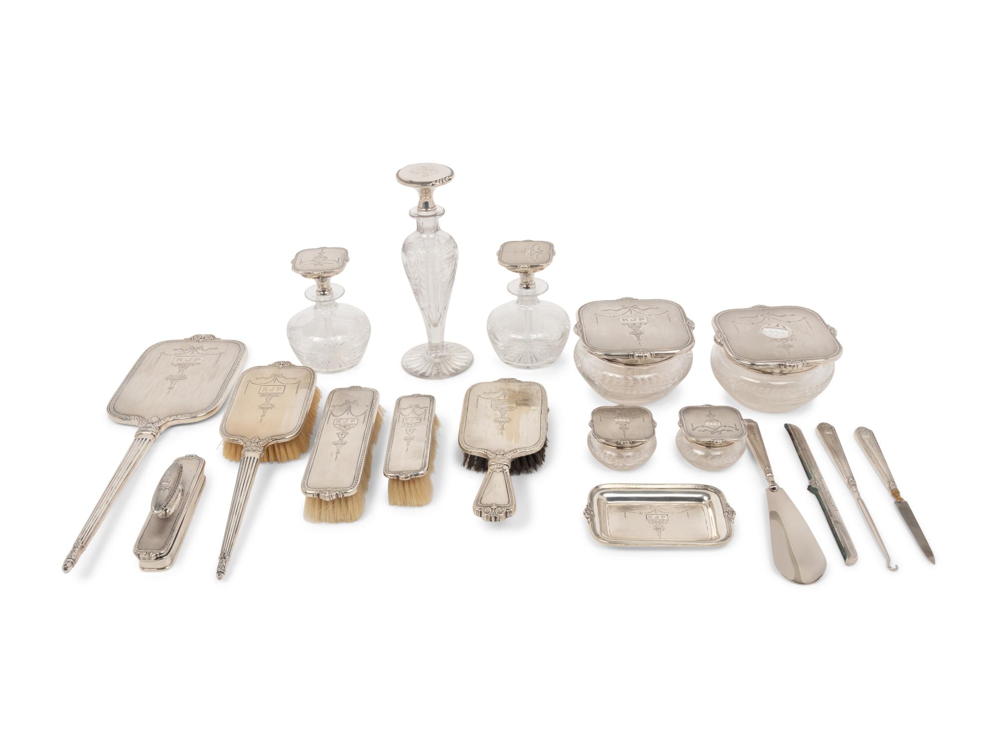 An American Silver Mounted Dresser Set