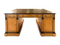 A Russian Neoclassical Style Birch and Parcel Ebonized Partner's Desk