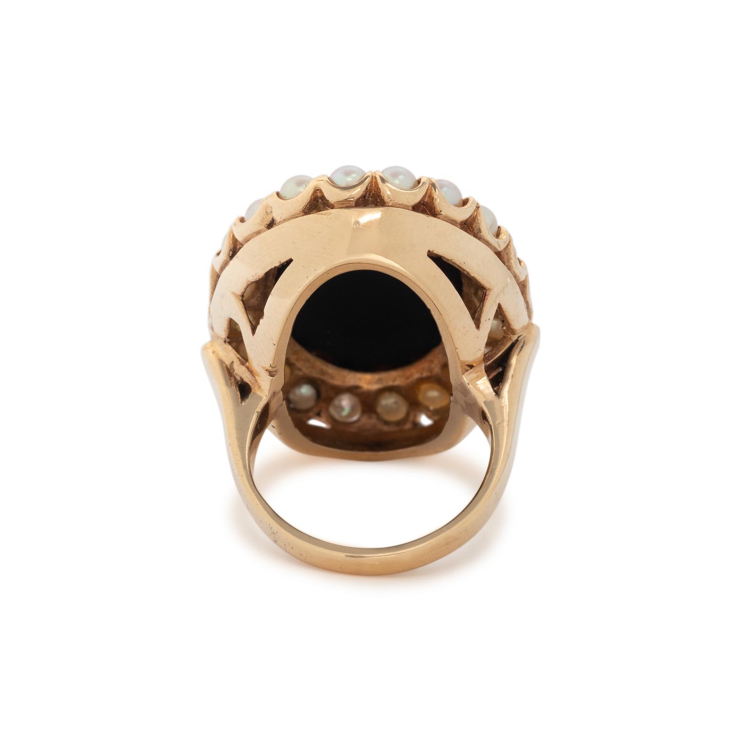 OPAL DOUBLET AND CULTURED PEARL RING