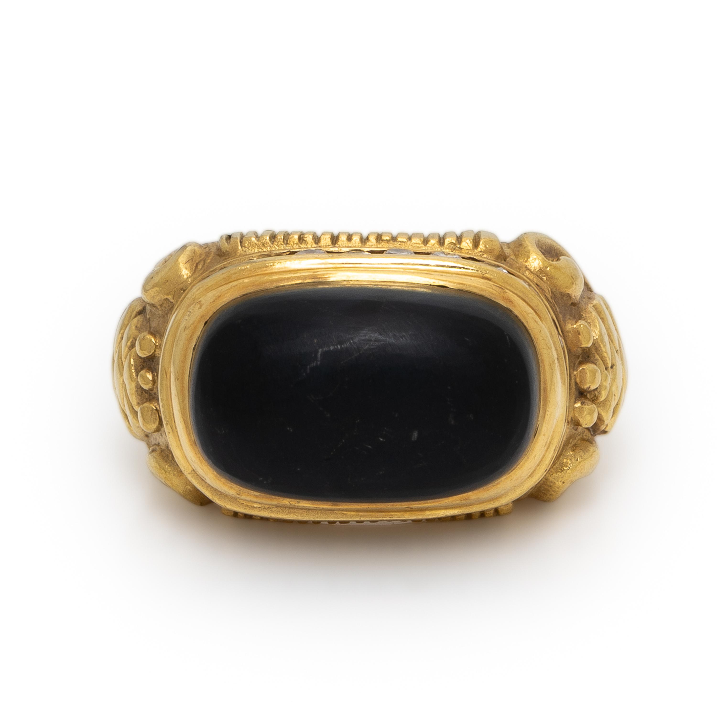 Marlene Stowe, Onyx, Diamond, and Yellow Gold Ring