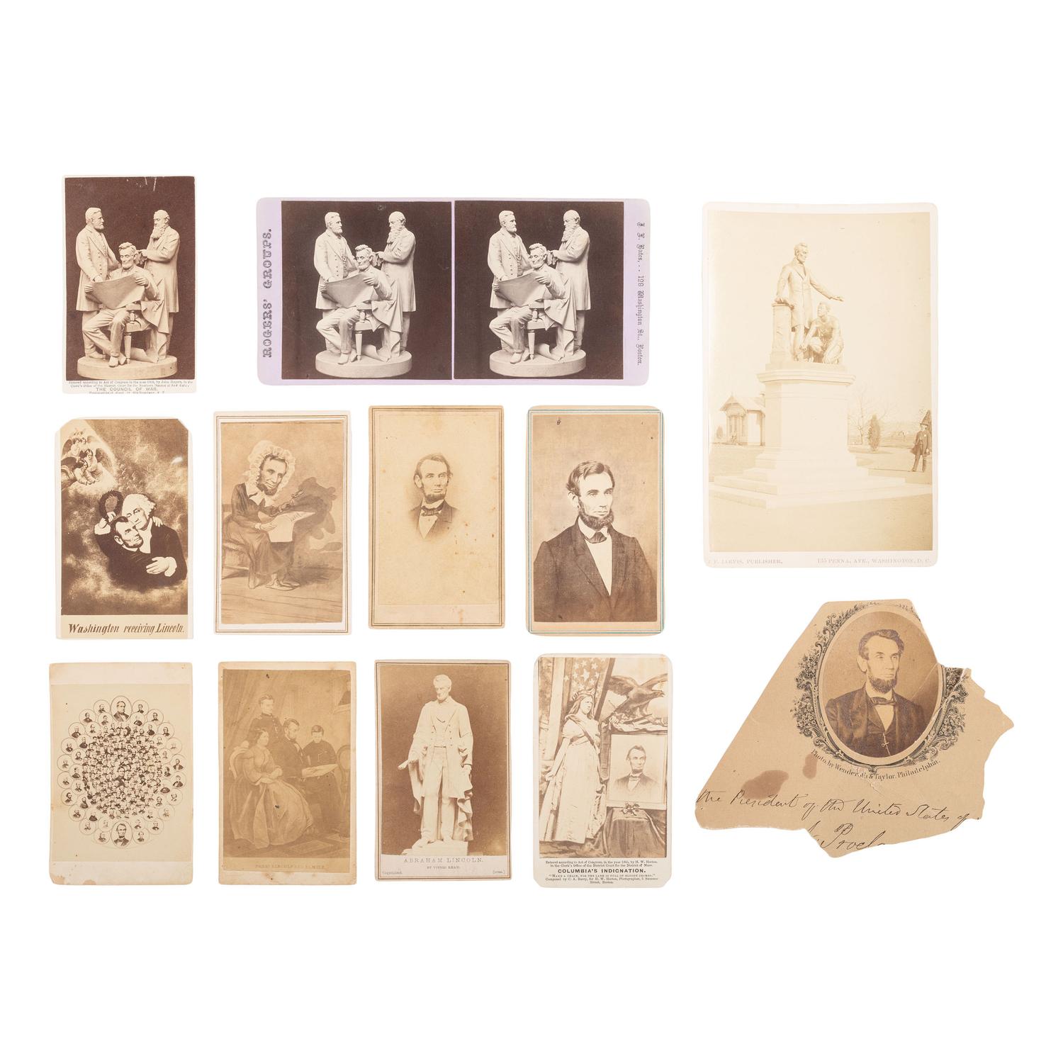 [Lincoln, Abraham] Group of 12 Photographs Related to Lincoln, the Civil War, and Abolition
