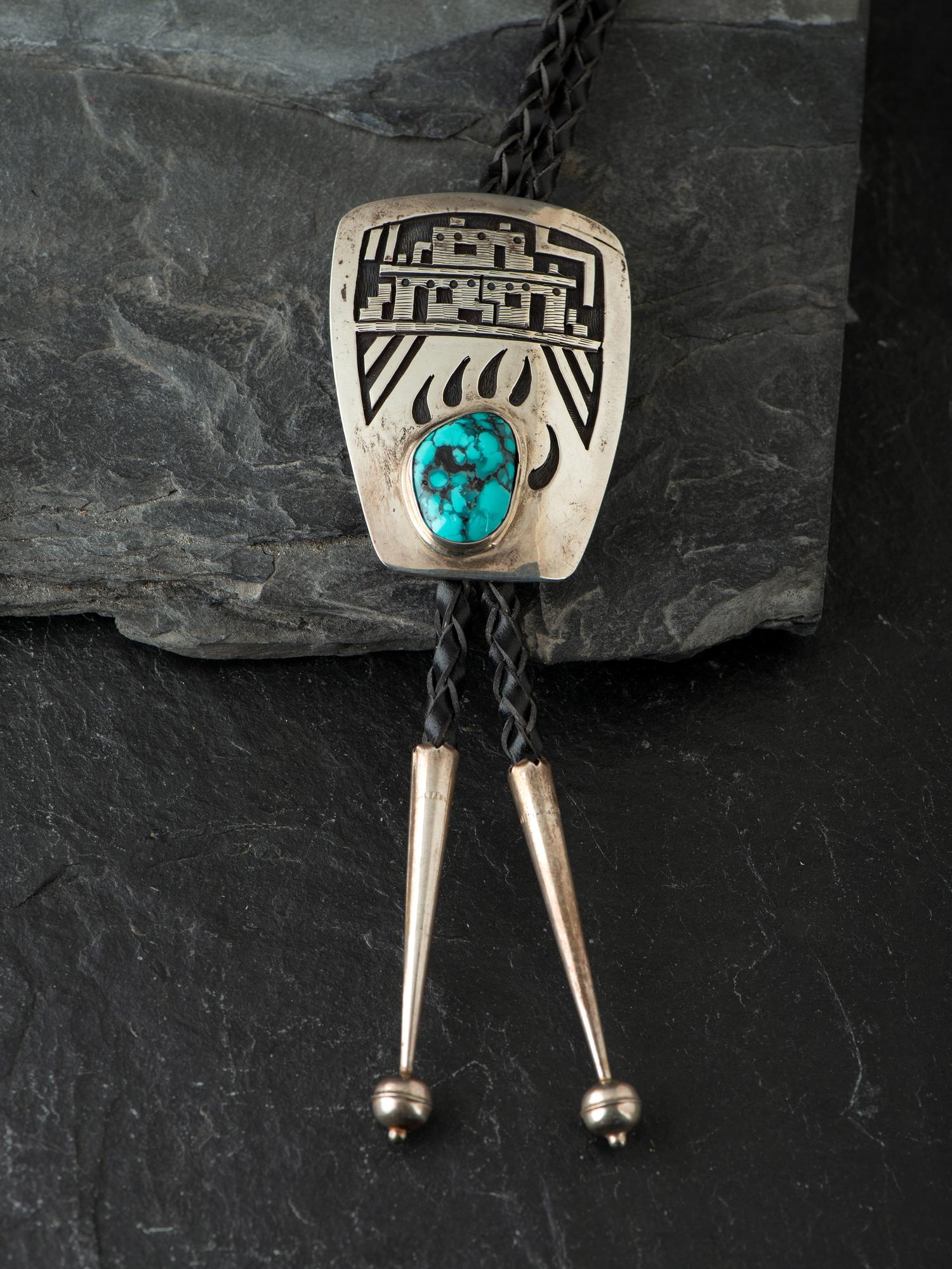 Silver Overlay and Turquoise Bolo Tie