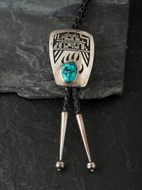 Silver Overlay and Turquoise Bolo Tie