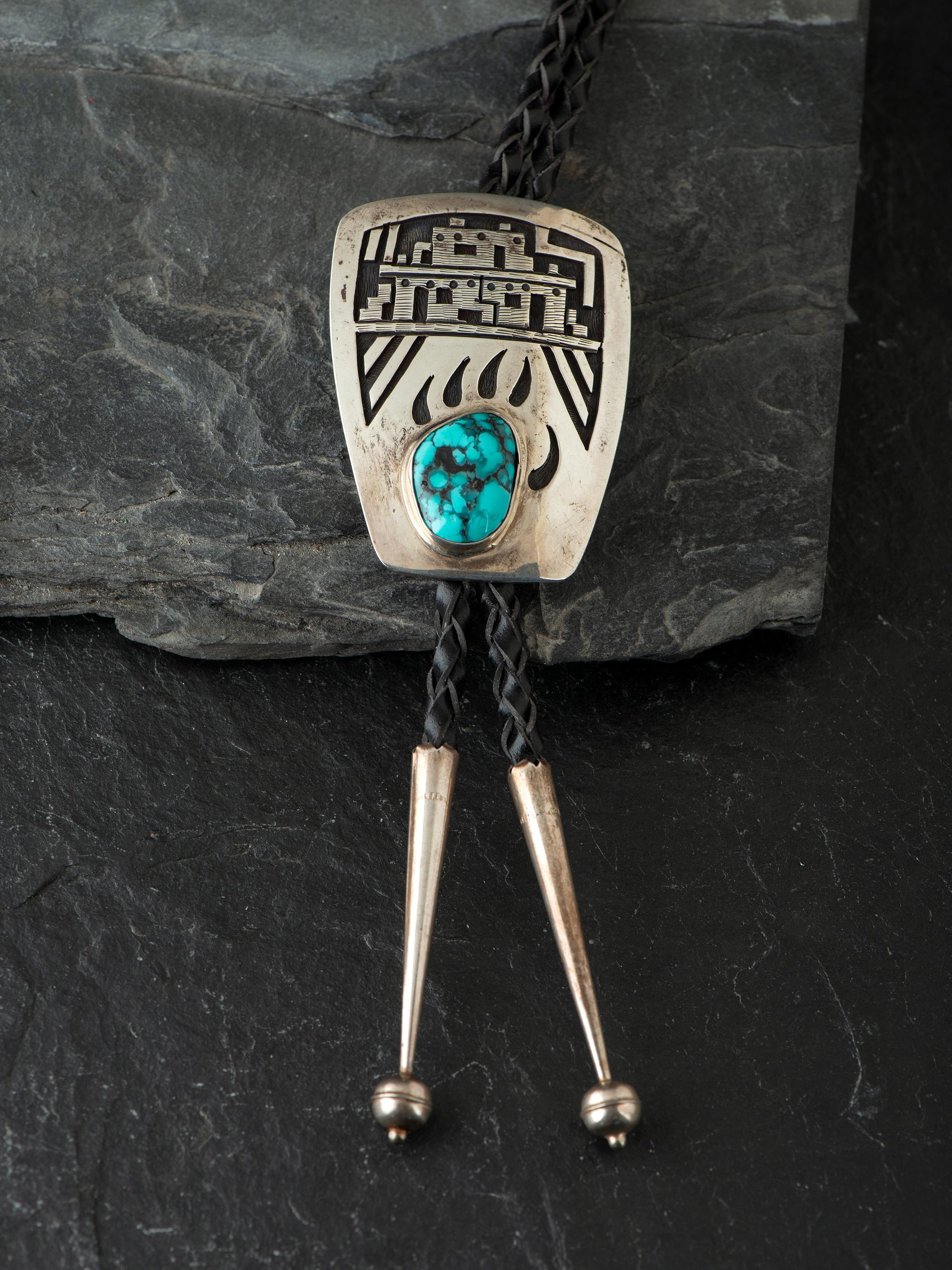 Silver Overlay and Turquoise Bolo Tie